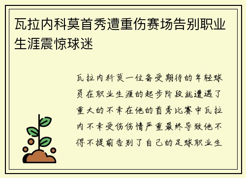 瓦拉内科莫首秀遭重伤赛场告别职业生涯震惊球迷 瓦拉内科莫首秀遭重伤赛场告别职业生涯震惊球迷